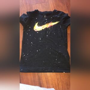 Kids Black Nike T-Shirt with Yellow Swoosh